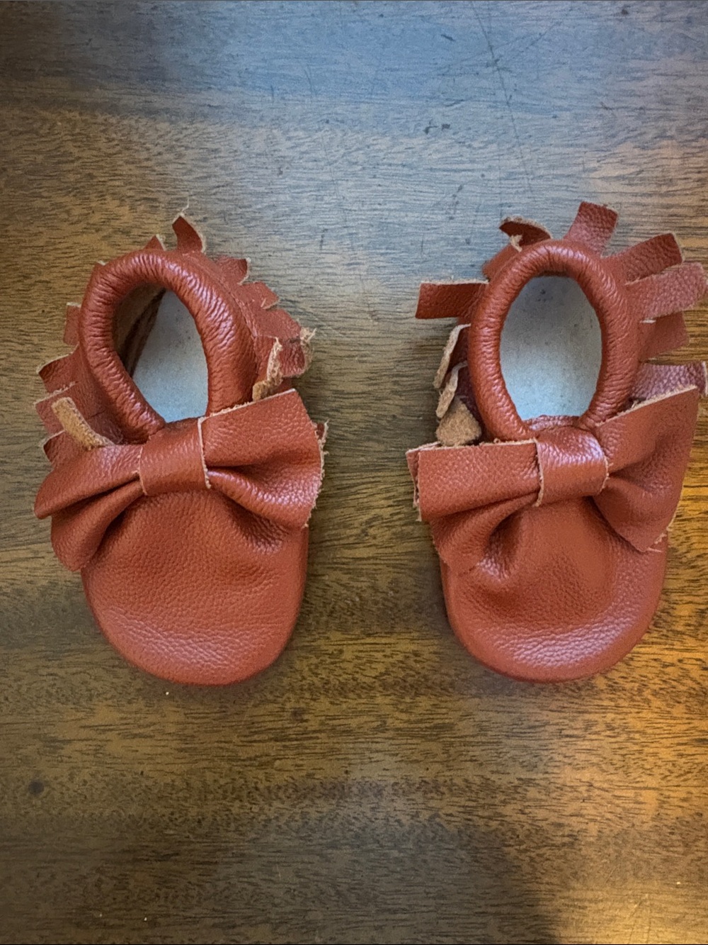 Kids Brown Bow Fringe Soft Leather Shoes